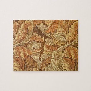 William Morris Acanthus Brown Autumn Leaves Jigsaw Puzzle