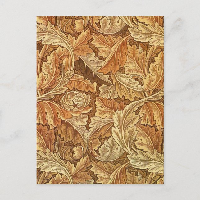 William Morris Acanthus Brown Autumn Leaves Postcard (Front)