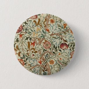 William Morris Acanthus Embroidery Floral Pattern  2 Inch Round Button