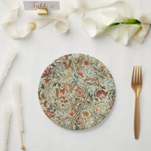 William Morris Acanthus Embroidery Floral Pattern Paper Plate