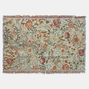 William Morris Acanthus Embroidery Floral Pattern Throw Blanket