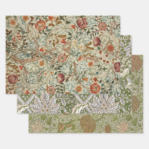William Morris Acanthus Embroidery Floral Pattern Wrapping Paper Sheet