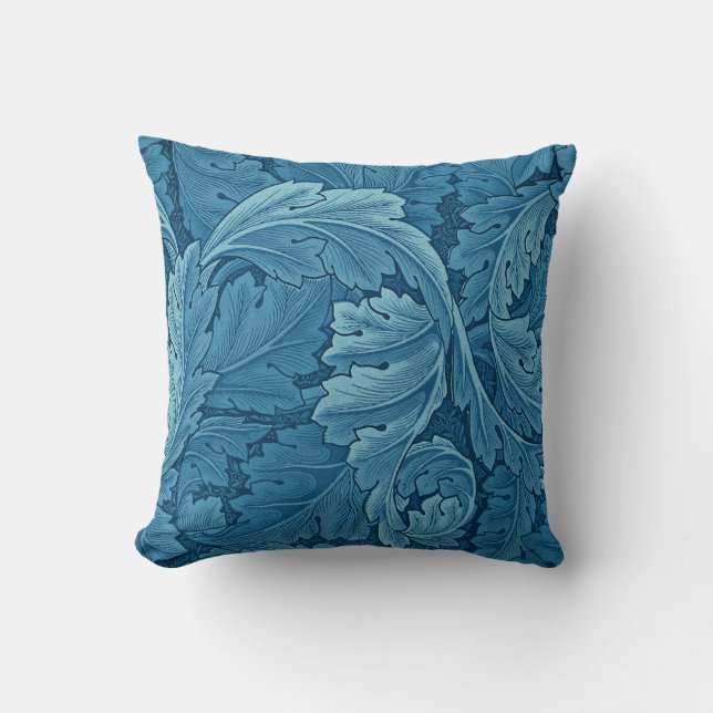 William Morris Acanthus in Blue Throw Pillow (Front)