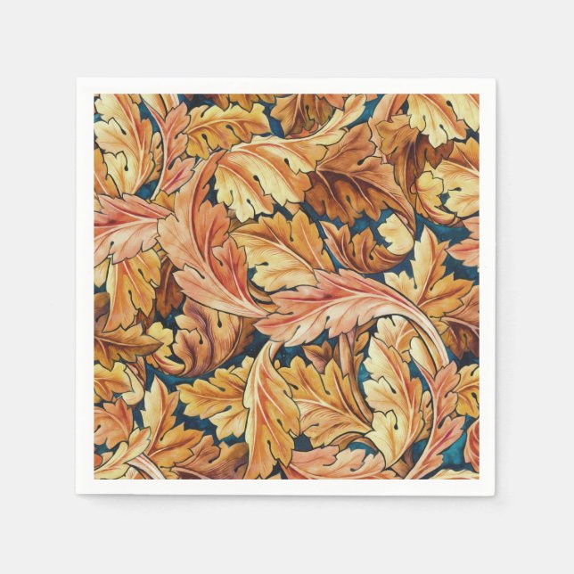 William Morris Acanthus Leaf Autumn Pattern Napkin (Front)