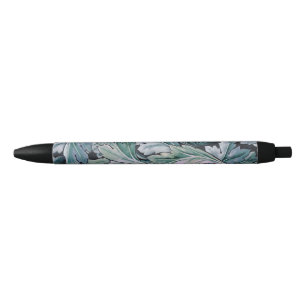 William Morris Acanthus Leaf Blue Vintage Pattern Black Ink Pen
