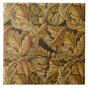 William Morris Acanthus Leaf in Brown Tile