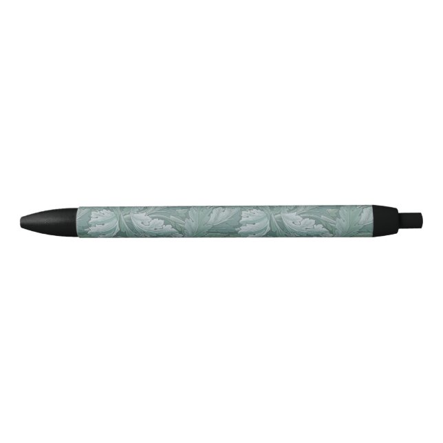 William Morris Acanthus Leaf Teal Blue Pattern Black Ink Pen (Front)