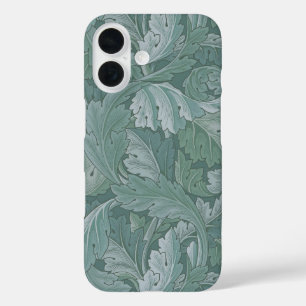 William Morris Acanthus Leaf Teal Blue Pattern iPhone 16 Case