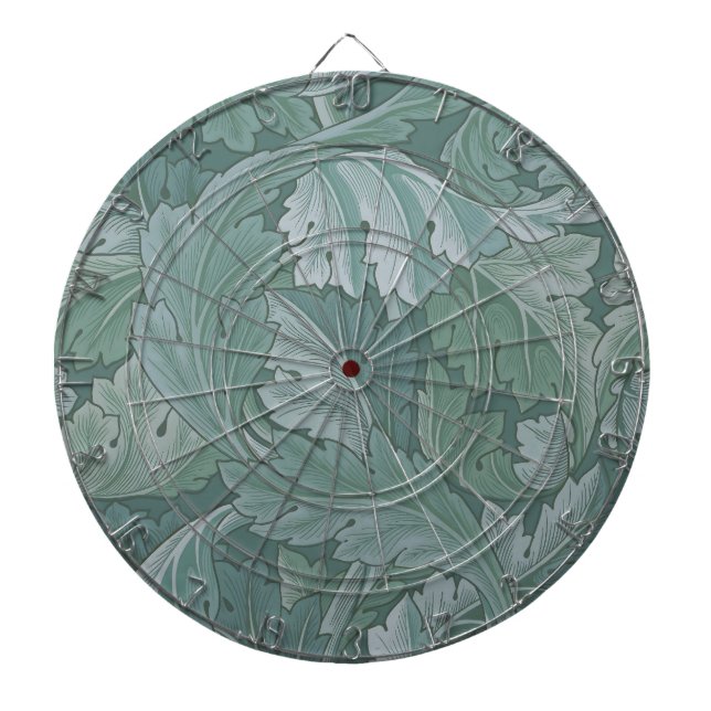 William Morris Acanthus Leaf Teal Blue Pattern Dartboard (Front)