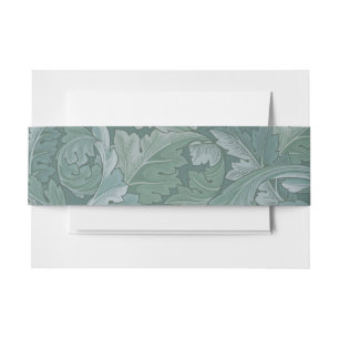 William Morris Acanthus Leaf Teal Blue Pattern Invitation Belly Band