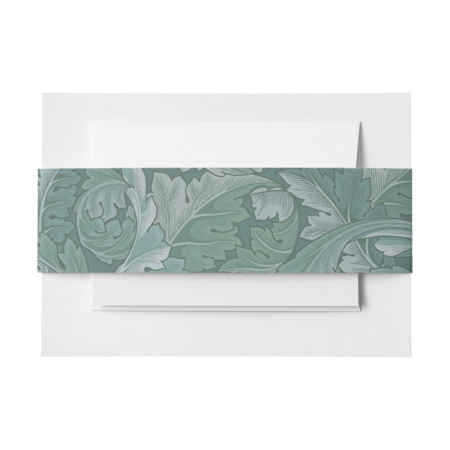 William Morris Acanthus Leaf Teal Blue Pattern Invitation Belly Band (Front Example)