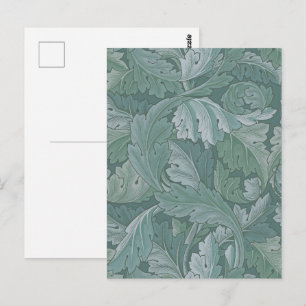 William Morris Acanthus Leaf Teal Blue Pattern Postcard