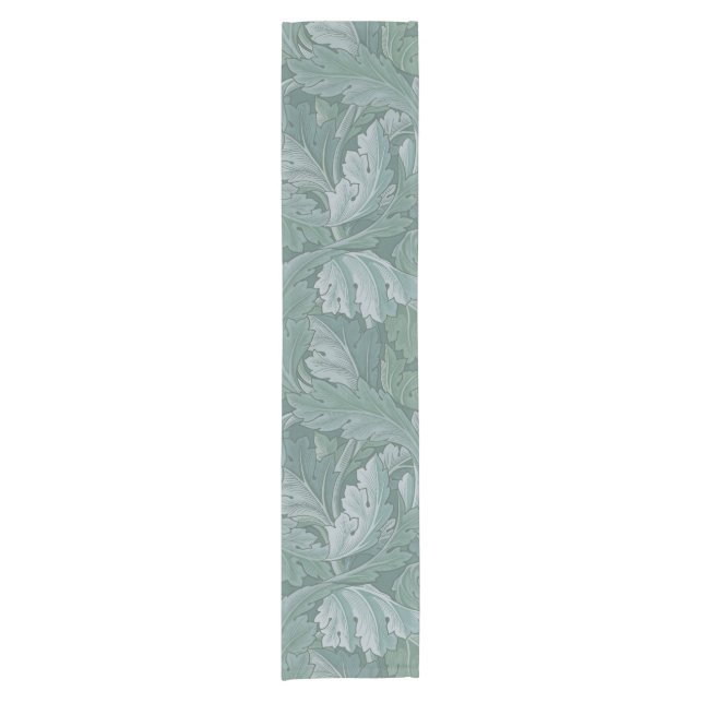 William Morris Acanthus Leaf Teal Blue Pattern Short Table Runner (Front)