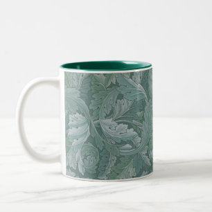 William Morris Acanthus Leaf Teal Blue Pattern Two-Tone Coffee Mug