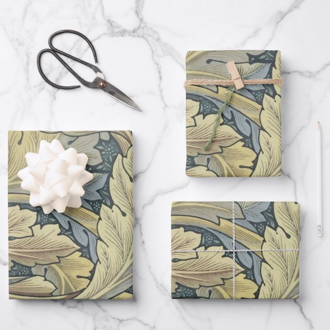 William Morris Acanthus Leaves Floral Art Nouveau Wrapping Paper Sheet (Front)