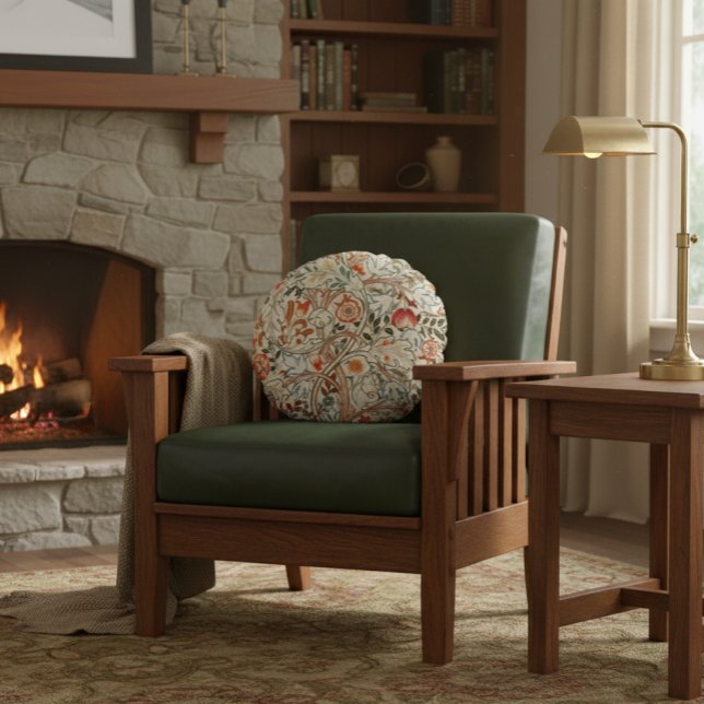 William Morris Acanthus Mission Style Accent  Round Pillow (Creator Uploaded)