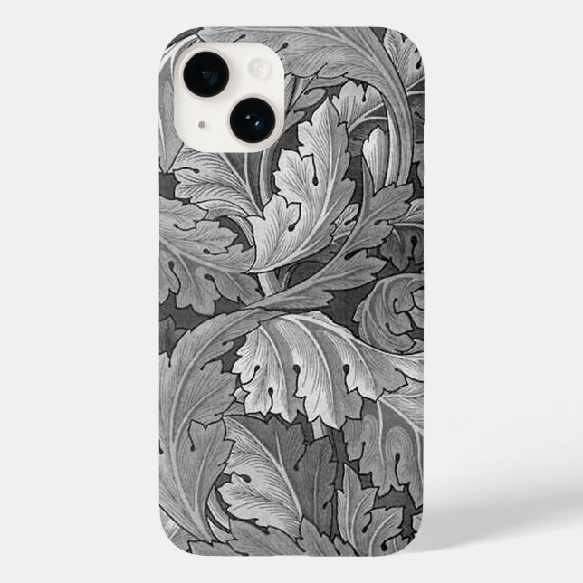 William Morris Acanthus Pattern Silver and Grey Case-Mate iPhone Case (Back)