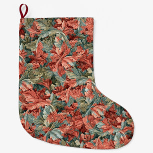 William Morris Acanthus Rust Red Sage Green Large Christmas Stocking