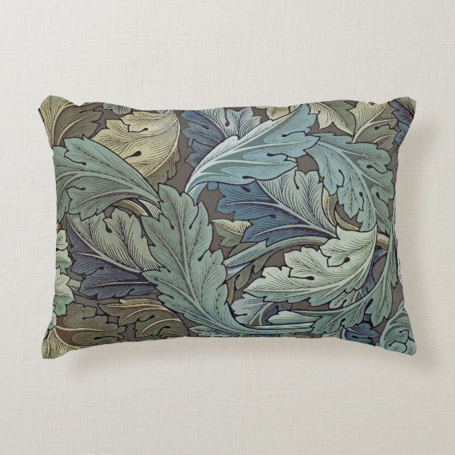 William Morris Acanthus Sage Flower Floral Botanic Accent Pillow (Front)