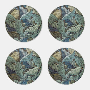William Morris Acanthus Sage Flower Floral Botanic Coaster Set