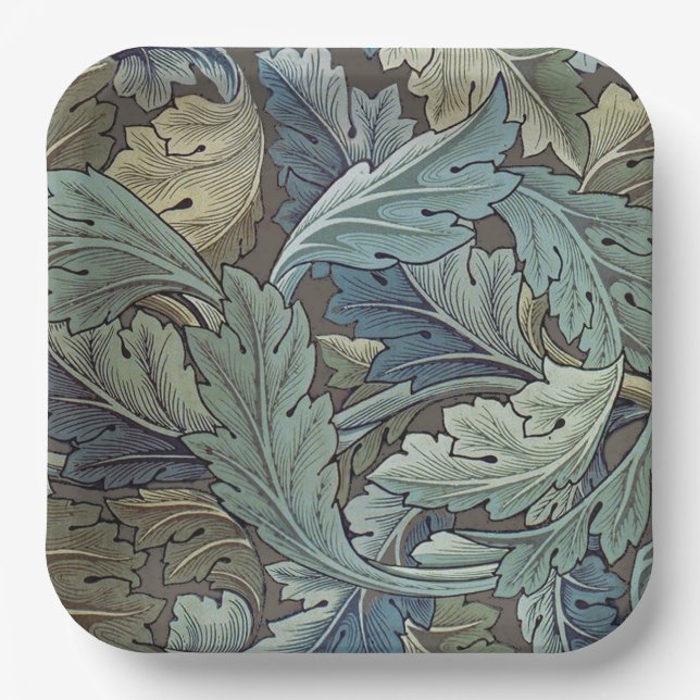 William Morris Acanthus Sage Flower Floral Botanic Paper Plate (Front)