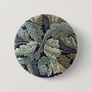 William Morris Acanthus Wallpaper Leaves 2 Inch Round Button