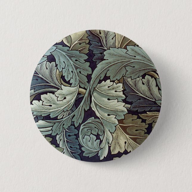 William Morris Acanthus Wallpaper Leaves 2 Inch Round Button (Front)