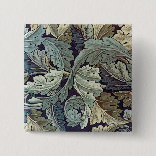 William Morris Acanthus Wallpaper Leaves 2 Inch Square Button