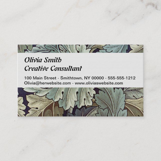 William Morris Acanthus Wallpaper Leaves Business Card (Front)