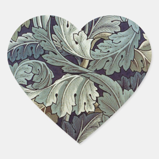 William Morris Acanthus Wallpaper Leaves Heart Sticker (Front)