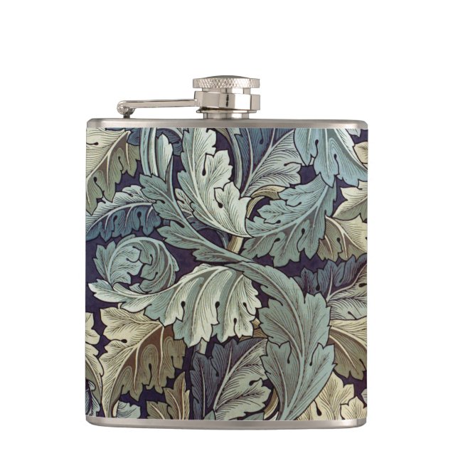 William Morris Acanthus Wallpaper Leaves Hip Flask (Front)
