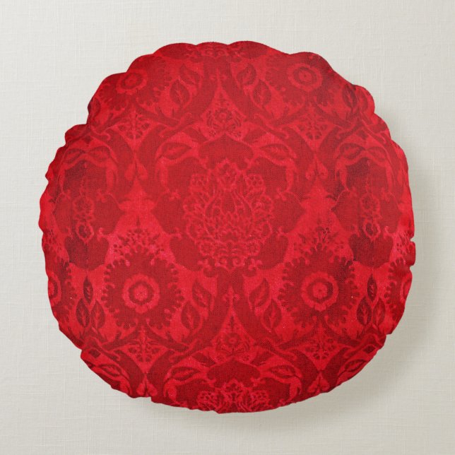  William Morris acorn embossed silk velvet pattern Round Pillow (Front)