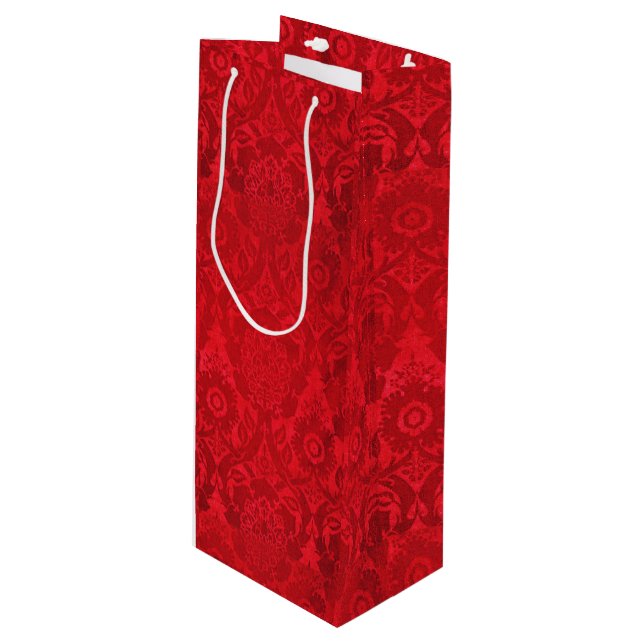  William Morris acorn embossed silk velvet pattern Wine Gift Bag (Front Angled)