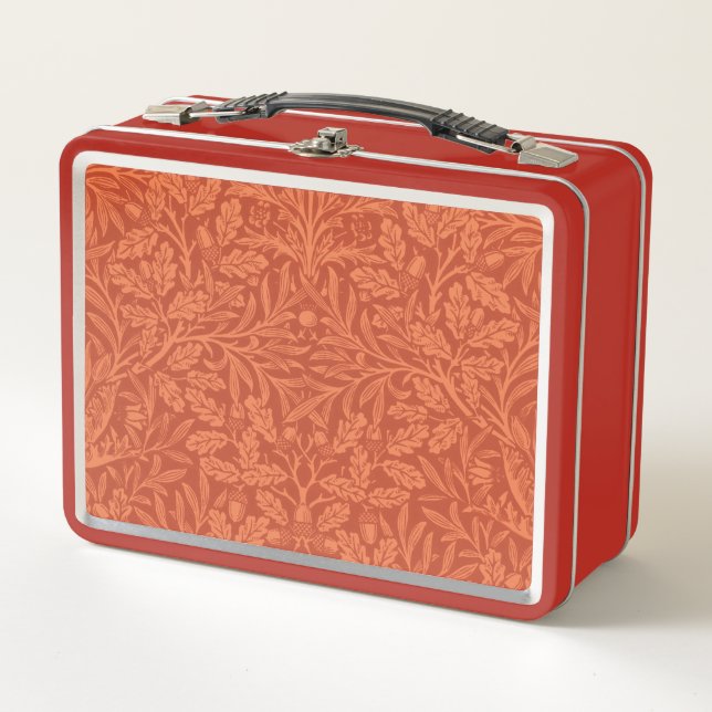 William Morris Acorn Wallpaper Nature Design Metal Lunch Box (Front)