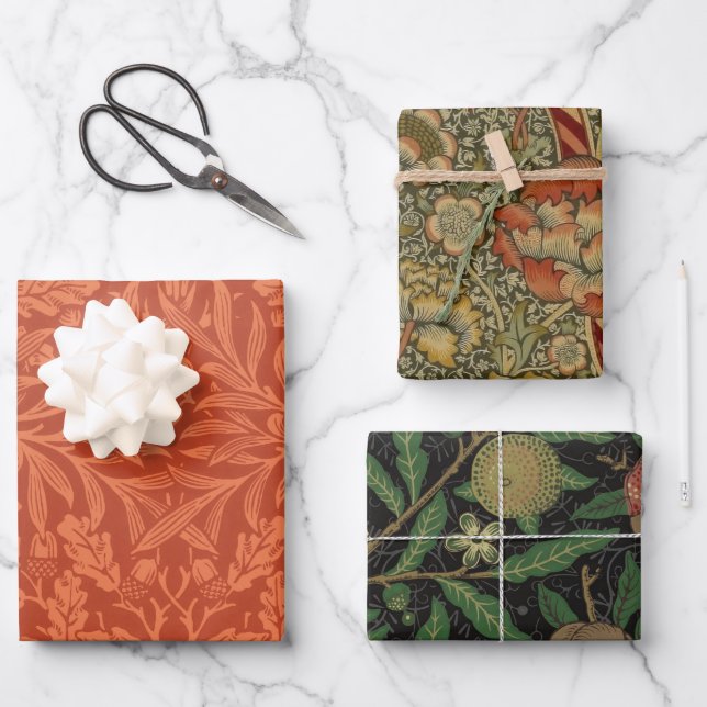 William Morris Acorn Wallpaper Nature Design Wrapping Paper Sheet (Front)