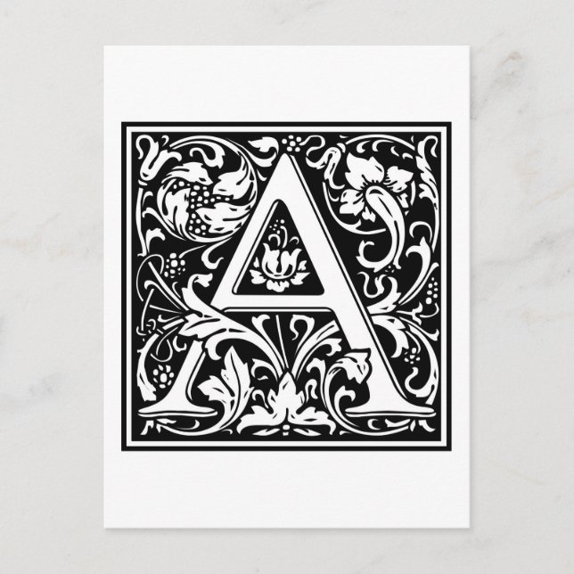 William Morris Alphabet “A” Postcard (Front)