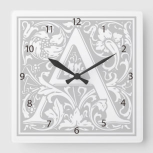 William Morris Alphabet “A” Square Wall Clock