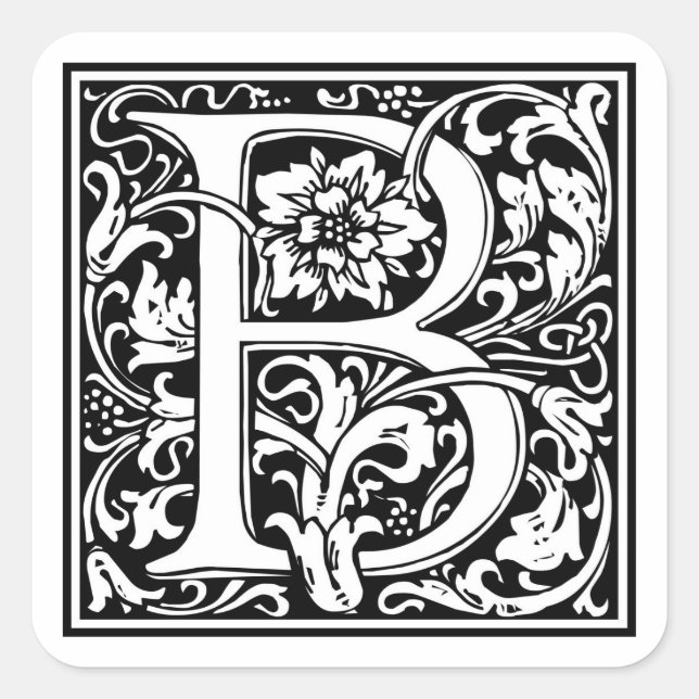 William Morris Alphabet “B” Square Sticker (Front)