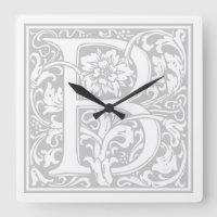 William Morris Alphabet “B” Square Wall Clock