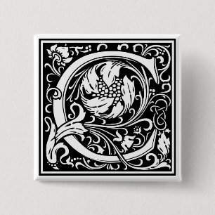 William Morris Alphabet “C” 2 Inch Square Button