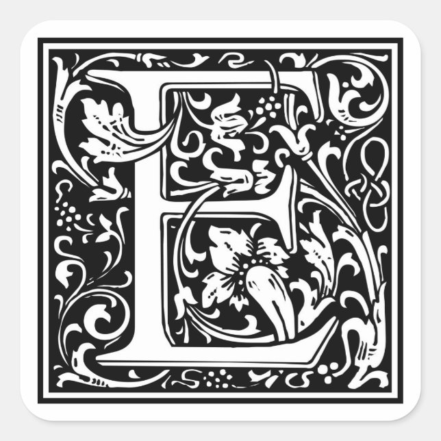 William Morris Alphabet “E” Square Sticker (Front)