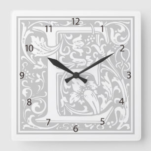 William Morris Alphabet “E” Square Wall Clock