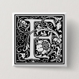 William Morris Alphabet “F” 2 Inch Square Button