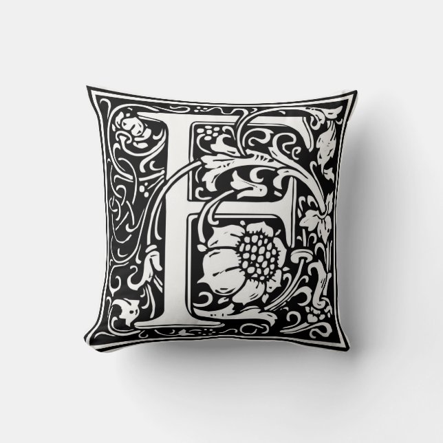 William Morris Alphabet “F” Throw Pillow (Front)
