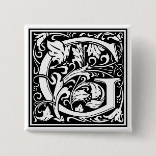 William Morris Alphabet “G” 2 Inch Square Button