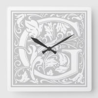 William Morris Alphabet “G” Square Wall Clock