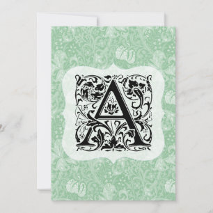William Morris Alphabet Golden Lily Green Thank You Card