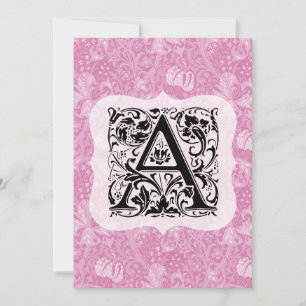 William Morris Alphabet Golden Lily Pink Thank You Card