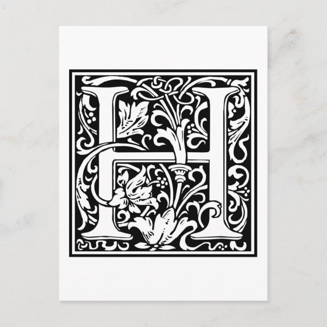 William Morris Alphabet “H” Postcard (Front)