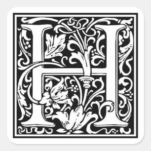 William Morris Alphabet “H” Square Sticker